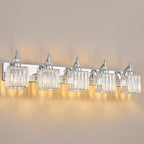 BBLLWJ Crystal Vanity Lights Chrome 5 Light Bathroom Light Fixtures Over Mirror Modern Vanity Light for Bathroom