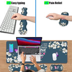 Ergonomic Keyboard Wrist Rest & Mouse Pad Wrist Rest Set, Large XXL Gaming Desk Mat 31.5"x 11.8" with Non-Slip Base for Home Office Study Gaming, Floral Butterfly Quote Bible Verse Philippians 4:13