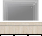 WAMPAT Modern TV Stand for TVs Up to 110 Inch, 3 in 1 Wood Entertainment Center Console Table With Adjustable Shelves and Metal Base for Living Room, Bedroom, Light Oak