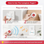 CallToU Caregiver Pager Wireless Call Button Nurse Alert System 500+ Feet for Home/Elderly/Patient/Disabled 1 Plugin Receiver 1 Waterproof Transmitter 1 Watch Transmitter