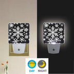 Pigsaly Led Night Light White Black Texture Christmas Snowflakes Night Light Plug in Wall Lamp Smart Dusk to Dawn Sensor Nightlight Led Lamp Energy Saving Lights Gift for Kids Room Bedroom Bathroom H