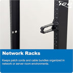 ICC 1.25” Plastic Cable Management Ring, Horizontal, Rack or Wall Mount, Pack of 1 – Cable Organizer for Structured Wiring and Equipment Racks