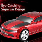WSTER Sports Car Model Bluetooth Speaker with Stereo Sound, TWS Pairing, LED Party Lights, USB/TF Playback, Movable Wheels, Unique Retro Car Gifts (RED)