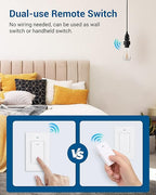 DEWENWILS Remote Control Light Socket, Wireless Light Switch for Pull Chain Light Lamp Fixtures, 100FT Range, No Wiring Needed, ETL Listed(1 Wall Mounted Controller+1 Bulb Base, Shorter Version)