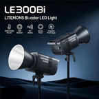 Godox Litemons LE300Bi 300W Bicolor LED Video Light, 58900Lux@1M CRI98+ Studio Bright with APP Control 11 FX Effects, 0-100% Brightness Bowens Mount LED Light(Black)