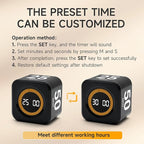 Rotating Productivity Timer 5, 25, 10, 50 Minutes Preset, Desk Cube w/Gravity Sensor for ADHD, Mute Functions, Ideal for Work, Study, Kitchen, Back to School (1, Black)