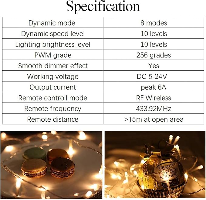 RF Mini Wireless Remote Controller for Single Color 3528 5050 LED Strip Lights, Wireless Remote Control with White DC Connector, RF Dimmer for 12V DC LED Ribbon, Shelf Lights（2 Park）