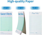 4 Pack Green Guest Checks Books for Servers Server Note Pads, Waiter Checkbook, Waitress Notepad for Restaurants, Paper Checks 50 Sheets/Pack, 200 Total Tickets