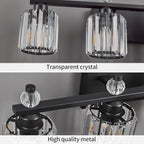 FDPBY Bathroom Vanity Lights 5-Light Sand Black Modern Crystal Vanity Light Fixtures Over Mirror Crystal Bathroom Vanity Lighting Fixtures
