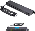 StarTech.com 16-Outlet Horizontal Rack Mount Metered PDU, 1U Server Power Strip w/Surge Protector, 8ft/2.4m Power Cable, TAA
