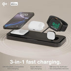 NOCO XGrid XDP3: 3-in-1 Wireless Charging Pad – Charging Station for iPhone, Apple Watch, and AirPods – MagSafe Compatible, Qi2 Certified – Includes 45W USB-C Wall Charger and 6.5-Foot USB-C Cable