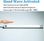 WOBANE Under Counter Lighting, Under Desk Light Bar, Hand Wave Activated, 12 inch Dimmable Panel, Super Bright Aluminum Strip Light for Kitchen,Shelf,Cupboard,Closet,Workbench,Cabinet,6000K White