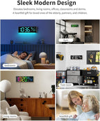 Digital Wall Clock, Large Display Digital Clock with 11 RGB Colors, Wall Clock with Night Light, Alarm Clock, Date, Week, Temp, DST for Living Room, Bedroom, Classroom Decor, Gift for Senior Mom Dad