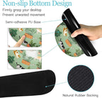 LIMKRIAN Cat Mouse Pad XXL Desk Mat Set, Green Ergonomic Mouse Pad with Wrist Rest, Large Gaming Mousepad Wrist Support Keyboard Mat Cup Coaster Set Cute Office Desk Decor Accessories