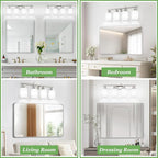 Guliaofo 4-Light Brushed Nickel Vanity Lights for Mirror, Bathroom Light Fixtures with Textured Milky White Glass Shade, Modern Kitchen Light Fixtures Wall Sconce Light - E26 Base