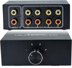 No Noise 4 Way 1 in 4 Out or 4 in 1 Out Audio Sound selector RCA Female Stereo 4 Channel Splitter switcher Box Switching No External Power
