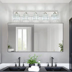 FDPBY Modern Vanity Light 5-Lights Brushed Nickel Vanity Light Crystal Bathroom Wall Light Bathroom Light Fixtures