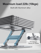 MCHOSE Laptop Stand, 360 Swivel Aluminum Computer Stand Ergonomic Laptop Riser Notebook Holder Compatible with 17 inch MacBook Air Pro, Dell XPS, HP, Lenovo More Laptops,Grey