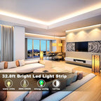 MY BEAUTY LIGHT LED Strip Lights Warm White,32.8ft Dimmable LED Light Strip with RF Remote,600 Bright 3000K 2835 LEDs,Plug-in Adhesive Rope Lights with Timing Mode for Living Room Bedroom Kitchen