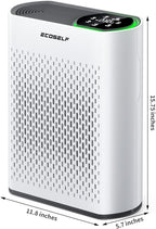 Powerful Air Purifiers for Home Large Room Up to 2400 Ft², ECOSELF HEPA Air Purifier with PM 2.5 Air Quality Display 20dB Sleep Mode, Air Purifiers for Bedroom Office Living Room HAP602 White