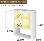 Wall Mounted Bathroom Cabinet with Glass Doors, Metal Over Toilet Storage Cabinets with Open Shelves, Medicine Cabinets for Bathroom, Living Room, Bedroom, White
