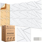 50 Pack Bulk Self-Adhesive Soundproof Wall Panels, 12 x 12 x 0.47 in Sound Proof Foam Panels for Walls, 1.2lb/ft³ High Density, Thicker 0.47in, Acoustic Panels, Duty for Large Walls White