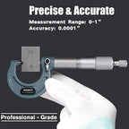 REXBETI 4Pcs Outside Micrometer Set, 0-4" Machinist Micrometer, Ultra-Precision Carbide Tipped Measuring Tool Set, 0.001" Graduation, +/-0.0001" Accuracy, Protective Case
