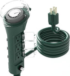 BN-LINK Outdoor Power Stake Timer with Mechanical, 6 Grounded Outlets - 6 ft Cord, Weatherproof for Outdoor Lamps Lights 1875W/15A ETL Listed
