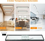 Mcacggo Black 1x4 LED Flat Panel Light Flush Mount 4-Pack, 3000K/4000K/5000K Selectable, Ultra-Thin Surface Mount LED Ceiling Light for Kitchen, Triac Dimmable, Bright 4400LM, 100-277V