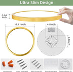 hykolity 12 Inch Selectable CCT LED Round Flat Panel Light, 24W 3000K/4000K/5000K, Edge-Lit Flush Mount Ceiling Light Fixture for Kitchen, Bedroom, Laundry and Closet Room，Gold