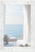 Tanmicoshomy White 24 x 36 Inch Rectangle Bathroom Mirrors for Wall, Natural Shell Framed Wall Mounted Mirror for Bedroom, Living Room or Entryway, Horizontal or Vertical Hanging