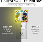 PODMemory Cat Stained Glass Night Lights Plug into Wall for Room, Cat Night Light LED for Bedroom