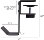 Stand Up Desk Store Clamp-On Under Desk Headphone Hanger, Backpack Hook, and Purse Holder - Black