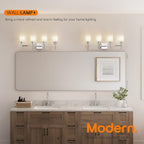 AONEON 4-Light Vanity Lighting Fixtures with White Frosted Glass Shade, Polished Chrome Bathroom Wall Lamps Over Mirror for Bath Restroom Kitchen T001CH-L4