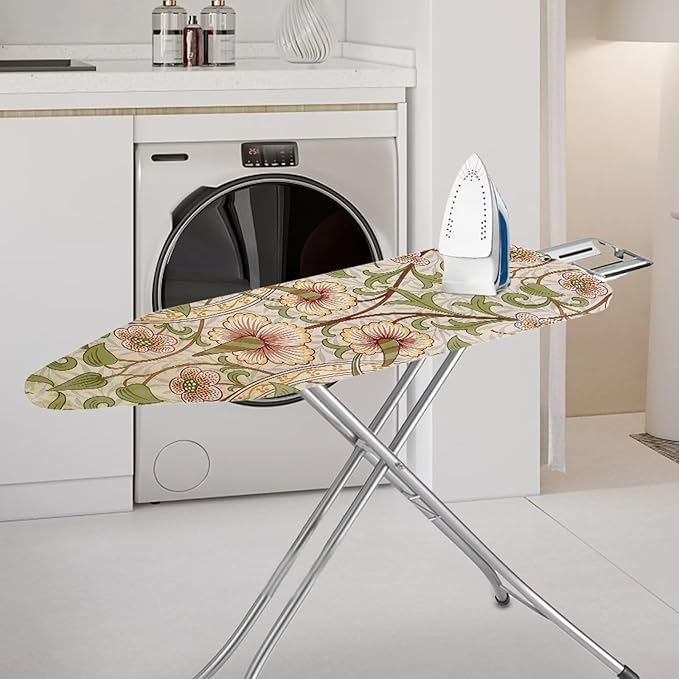 ZCFYGDX William Morris Art Ironing Board Covers,Stain Resistant & Anti-Scorch Elastic Edges Nylon Buckle Straps Hook & Loop Fastener Strap,Easy Install of Protective Decorative Cover 15x54 Inch