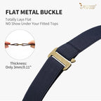 JASGOOD Women No Show Stretch Belt Elastic Web Strap Belt with Flat Buckle for Jeans Pants Dresses