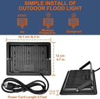 XXBSAZ 50W LED Flood Lights Outdoor, Plug-in & Hardwired Security Lights, IP66 Waterproof 6500K Daylight for Porch, Shed & Small Outdoor Areas (2 Pack)