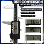 Simhevn Digital Caliper Measuring Tool,with Large LCD Screen, Easy Switch Inch/MM/Fraction,6inch/150mm Stainlee Steel Caliper and 8inch/200mm Stainlee Steel Ruler for DIY/Household