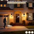 LTBLIGHT 2-Pack Motion Sensor Outdoor Wall Light Fixtures, Modern Black Dusk to Dawn Porch Light Lantern with 3 Modes, Waterproof Exterior Lighting for House, Patio, Garage, Front Door