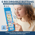 KidBloom AAC Device for Autism, Communication Device for Nonverbal Kids with 6 Programmable Buttons & Adjustable Volume, Sensory Toys for Autistic Kids Ages 3-7