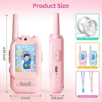 Video Walkie Talkies for Kids, 2 Pack Rechargeable Kids Walkie Talkies with HD Camera, Real-Time Video Chat, Voice Changer, 1000FT Range, Outdoor Toys for Boys Girls Ages 3-12(Baby Blue/Baby Pink)