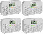 Carbon Monoxide Detector Powered by AA Battery (not Included),CO Monitoring Alarm with LCD Display Screen, Used for Home Basement Kitchen, Hotel Garage, Bedroom, Living Room Voice Alarm 4 Pack
