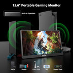 QQH Portable Monitor, 15.6" Portable Travel Monitor for Laptop 1080P FHD IPS Second Screen, Gaming Monitor, USB C HDMI External Monitor Display for Computer Phone PC PS4 PS5 Xbox Switch (Z1-9-G)