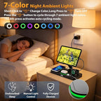 30W Charging Station for Apple Products, Foldable Wireless Charger with Clock Display&7 Color Light, Wired Charging for iPad/Tablet Charging Station for iPhone17, for Apple Watch11 for AirPods4(Black