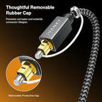 IVANKY Optical Audio Cable 15ft/4.5M Long Digital Audio Optical Cable for Soundbar, S/PDIF Toslink Fiber Optic Cord [Braided, Gold-Plated Connectors, CL3 Rated] for TV, Samsung, Xbox/PS4, Sonos-Grey