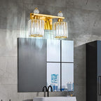 FDPBY Bathroom Vanity Lights 2-Light Gold Modern Crystal Vanity Light Fixtures Over Mirror Crystal Bathroom Vanity Lighting Fixtures