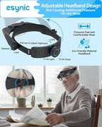 eSynic Type-C Rechargeable Magnifying Glasses Headset-Up to 13X Magnification-5 Interchangeable Lens-2 LED Lights -2 Adjustable Brightness Levels-Comfort & Fit Headband Magnifier for Reading/Jewelry