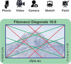 CLPA Fibonacci Viewfinder Set: Fibonacci Matrix, Grid, Spiral, and Diagonals for Art, Photography, & Video
