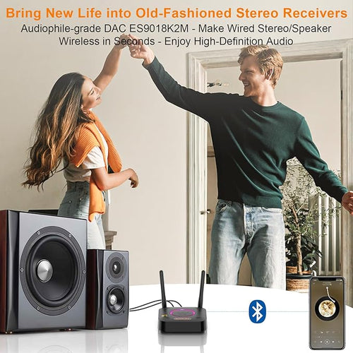 1Mii B06Ultra Bluetooth 5.3 Receiver with LDAC for Hi-Res Wireless Audio, HiFi Bluetooth Audio Adapter w/Audiophile DAC, 3D Surround aptX HD Low Latency, Optical AUX 3.5mm Coaxial for Home Stereo