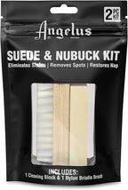 Angelus Suede & Nubuck Cleaner Kit - 1 Cleaning Eraser Block and 1 Nylon Bristle Brush - Eliminates Stains, Removes Spots, Restores Nap - for Leather Suede Shoe, Handbags, Jackets, Boots, Furniture